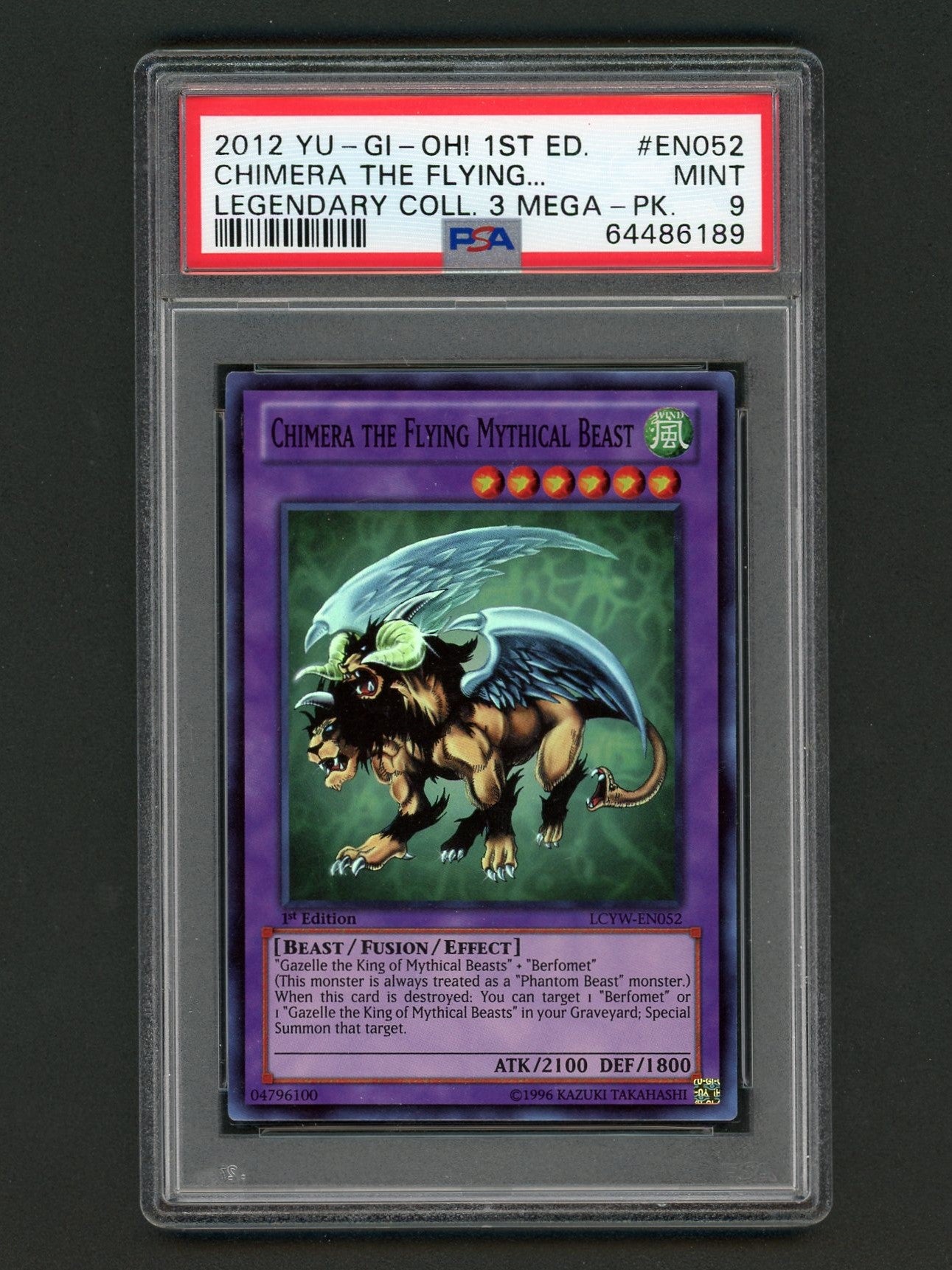 2012 YU-GI-OH! Legendary Collection 3 Mega Pack Chimera The Flying Mythical Beast 1st Edition PSA 9
