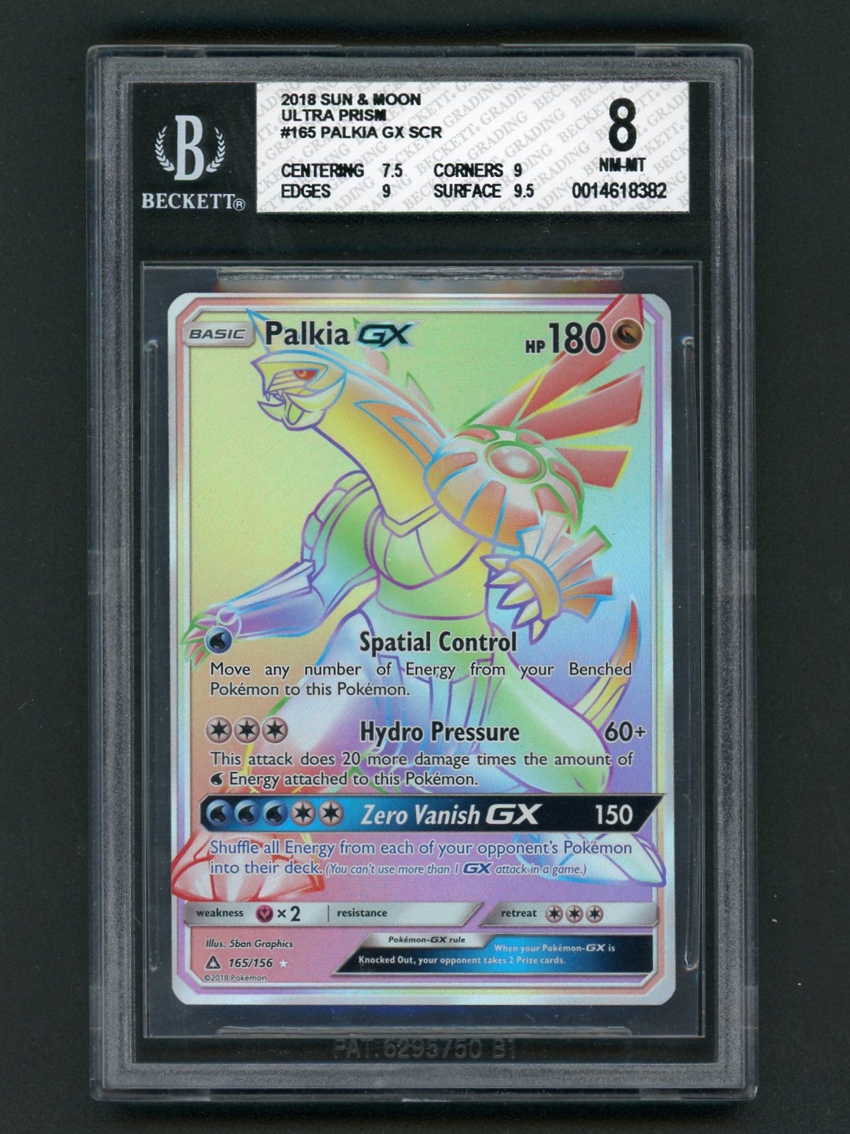 2018 Pokémon Sun & Moon Ultra Prism Palkia FA GX SCR BGS 8