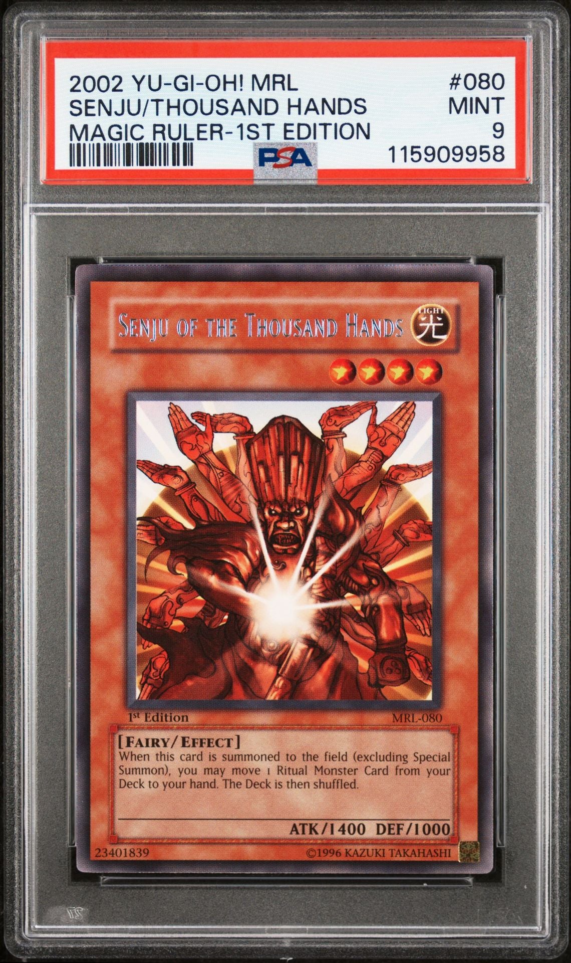 2002 YU-GI-OH! Magic Ruler Senju Thousand Hands 1st Edition PSA 9