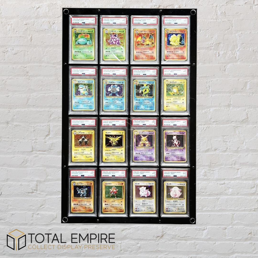 Wall mount 16 slot PSA card display case