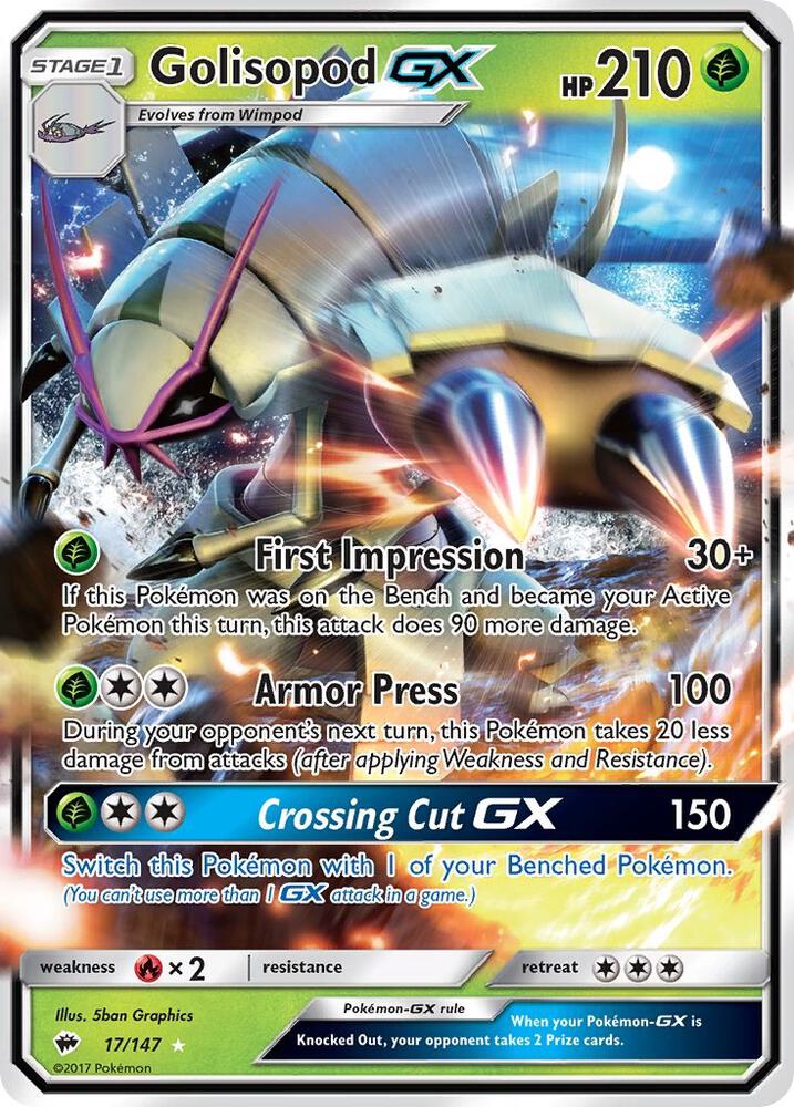 Golisopod GX Holo Ultra Rare SM - Burning Shadows 17/147 NM