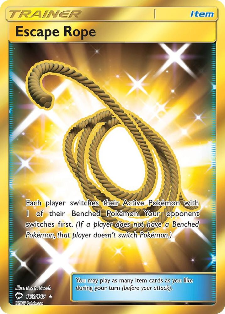 Escape Rope (Secret) Holo Secret Rare SM - Burning Shadows 163/147 NM