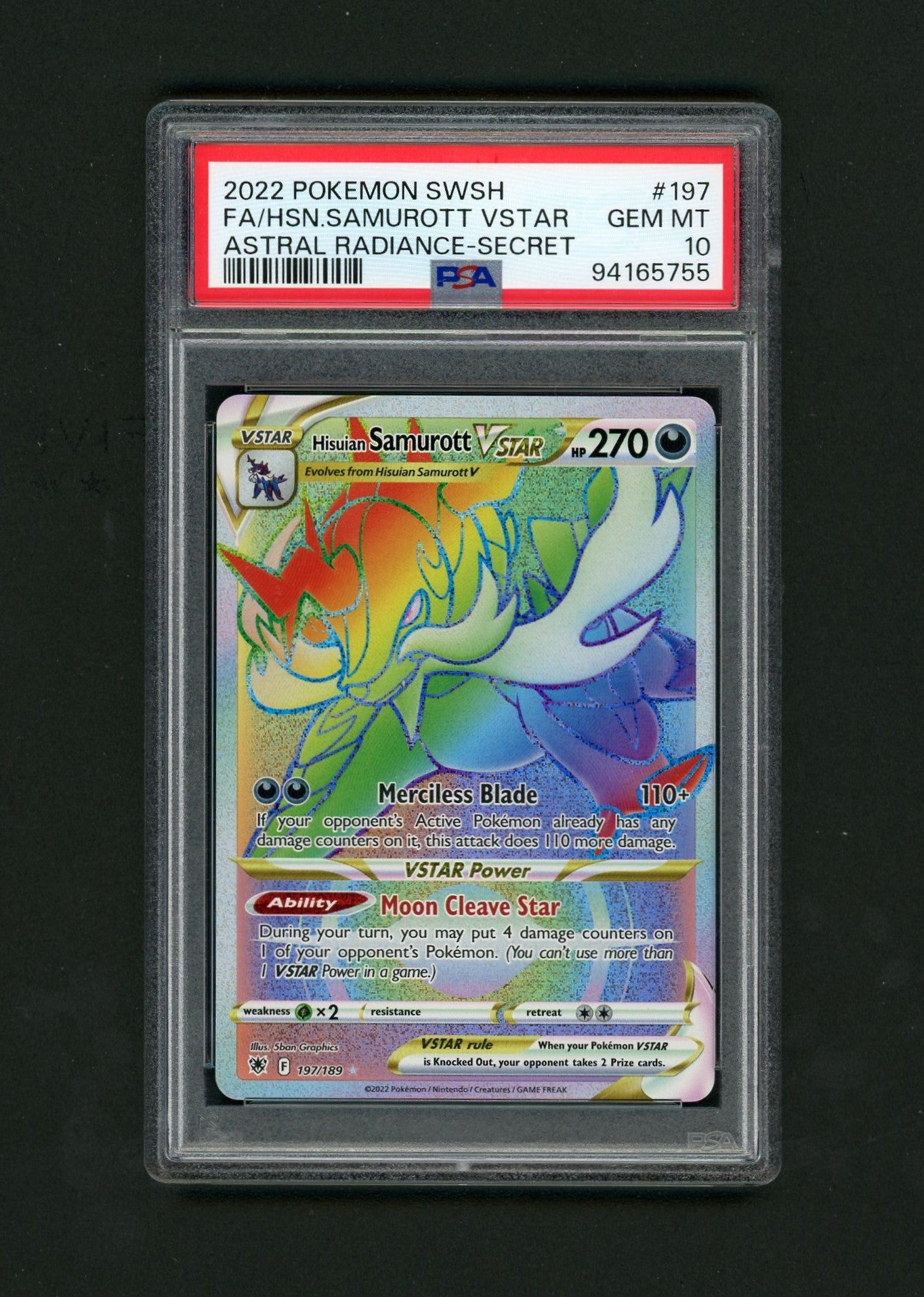 2022 Pokémon SWSH Astral Radiance FA Hisuian Samurott VSTAR PSA 10