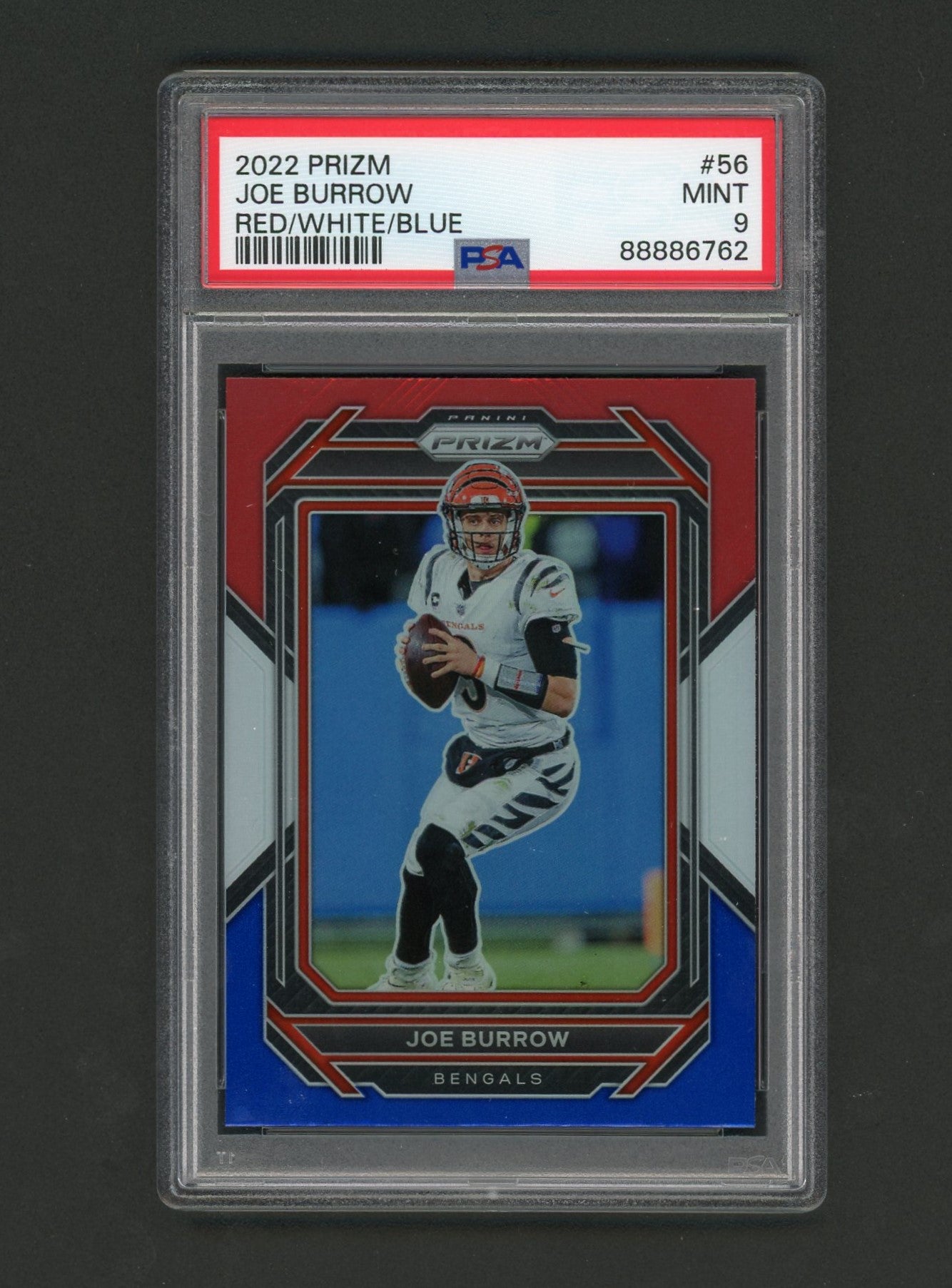 2022 Prizm Joe Burrow Red/White/Blue PSA 9