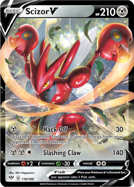 Scizor V Holo Ultra Rare SWSH03: Darkness Ablaze 118/189 NM