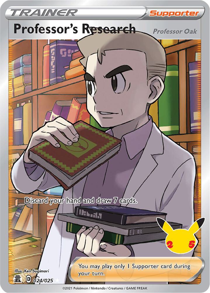 Professor's Research [Professor Oak] (Full Art) Holo Ultra Rare Celebrations 024/025 NM
