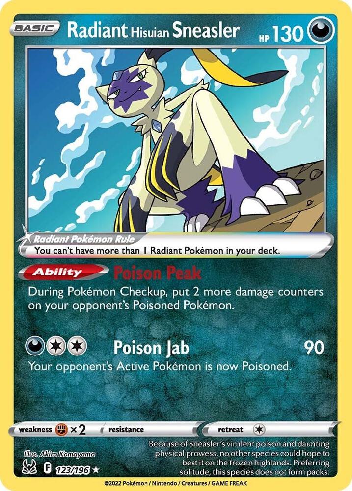Radiant Hisuian Sneasler Holo Radiant Rare SWSH11: Lost Origin 123/196 NM
