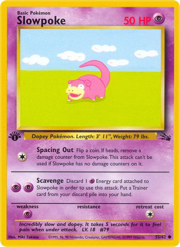 Slowpoke 1st Edition Common Fossil 55/62 NM