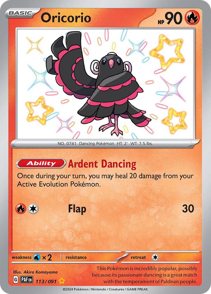 Oricorio Holo Shiny Rare SV: Paldean Fates 113/091 NM