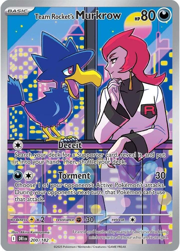 Team Rocket's Murkrow Holo Illustration Rare SV10: Destined Rivals 200/182 NM