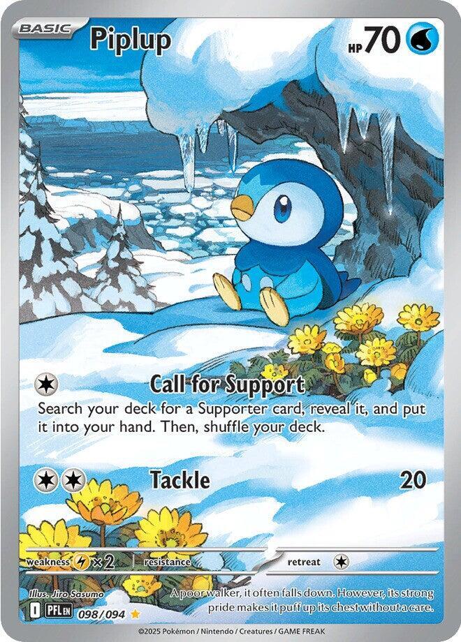 Piplup Holo Illustration Rare ME02: Phantasmal Flames 098/094 NM