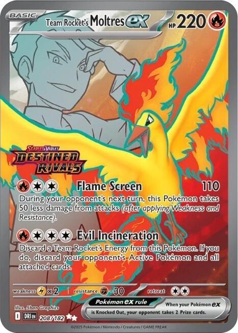 Team Rocket's Moltres ex (Destined Rivals Stamp) Holo Double Rare Miscellaneous Cards & Products 208/182 NM