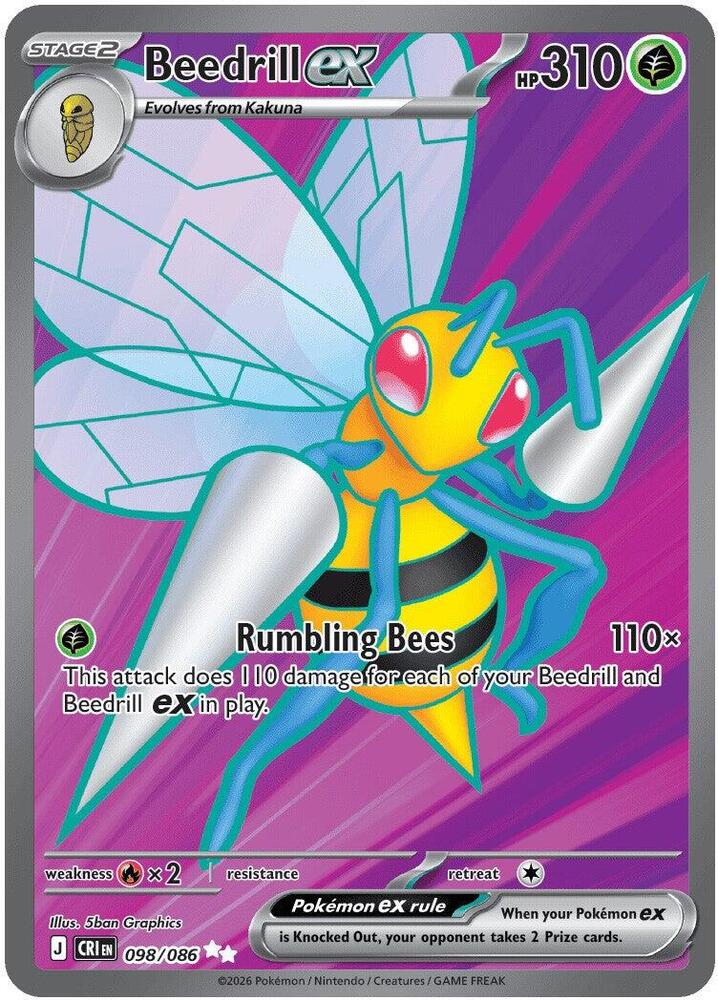 Beedrill ex Holo Ultra Rare ME04: Chaos Rising 098/086 NM