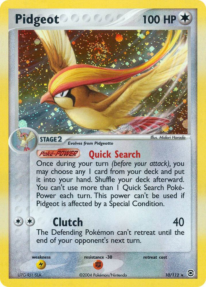 Pidgeot Holo Rare EX FireRed & LeafGreen 10/112 NM