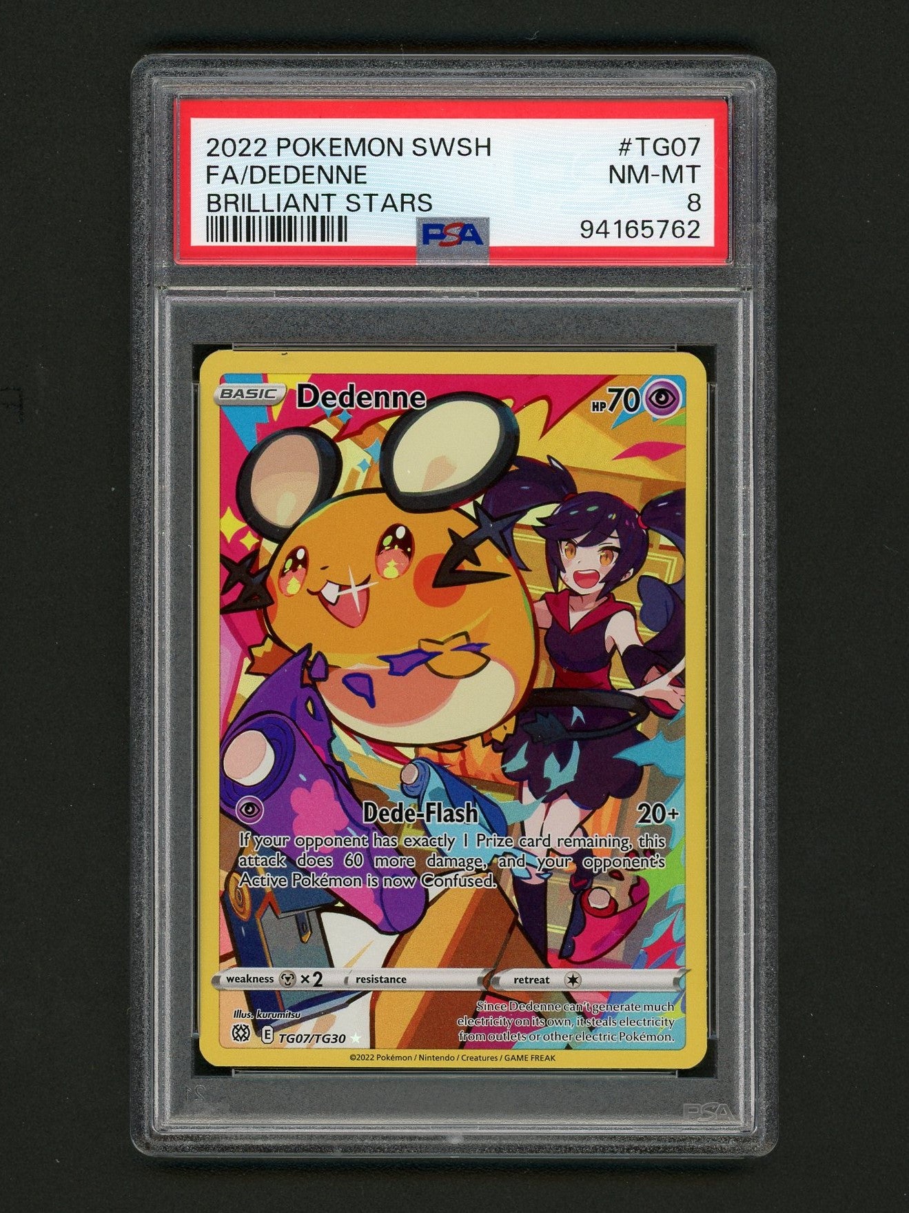 2022 Pokémon SWSH Brilliant Stars Dedenne FA PSA 8