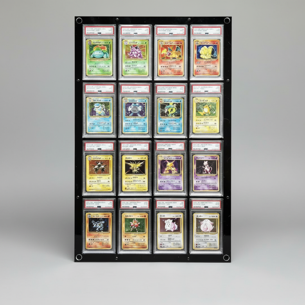Wall mount 16 slot PSA card display case