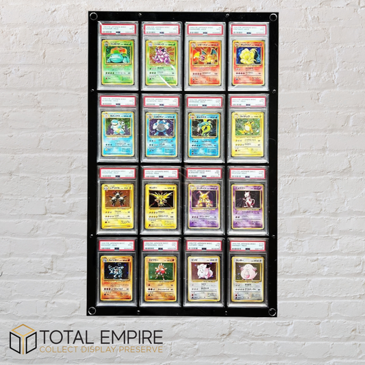 Wall mount 16 slot PSA card display case